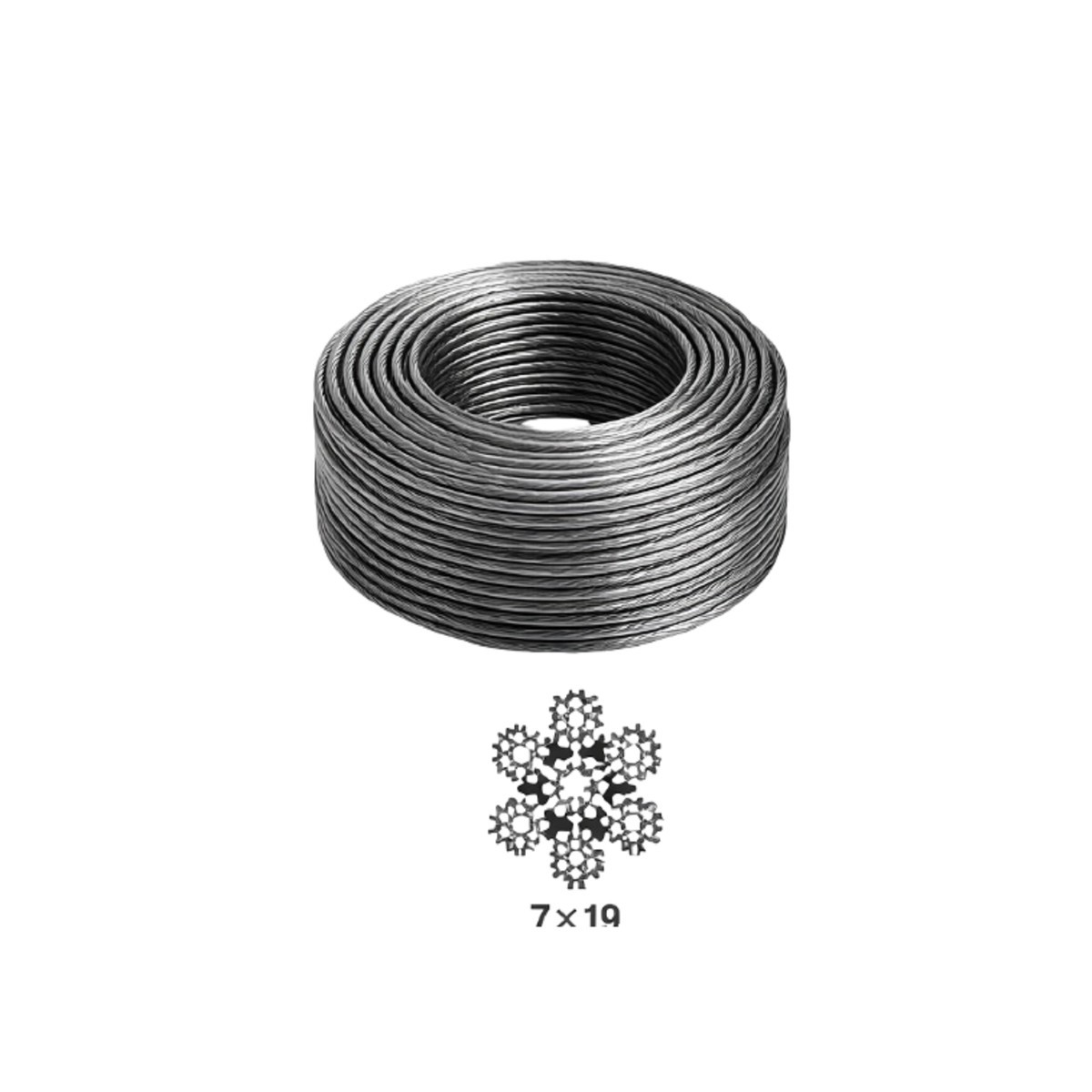 Strength System Black PU Coated 7x19 Gym Cable Wire Steel Rope 3.97 ID x 5.60mm OD | Price Is Per Foot - Qty 1 = 1 Foot , Qty 2 = 2 Foot, ETC