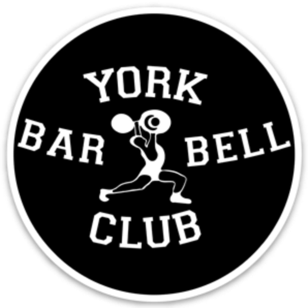 York Barbell Club Black Sticker, Premium Vinyl Fitness Decal for Water Bottles, Laptops, Gym Equipment, Durable Workout Motivational Sticker