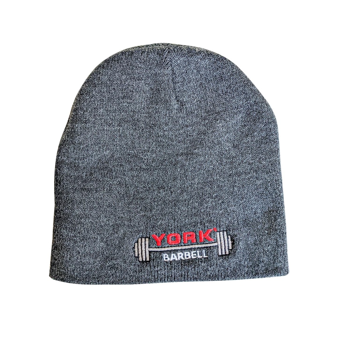 YORK Barbell Club Knit Cap Grey, Warm Winter Beanie Hat for Gym Training Running and Outdoor Workouts, Stretch Fit Comfortable Athletic Skull Cap