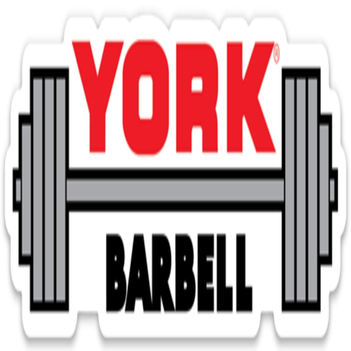 York Barbell Logo Sticker, Classic Fitness Vinyl Decal for Water Bottles, Laptops, Gym Equipment, Durable Motivational Workout Sticker