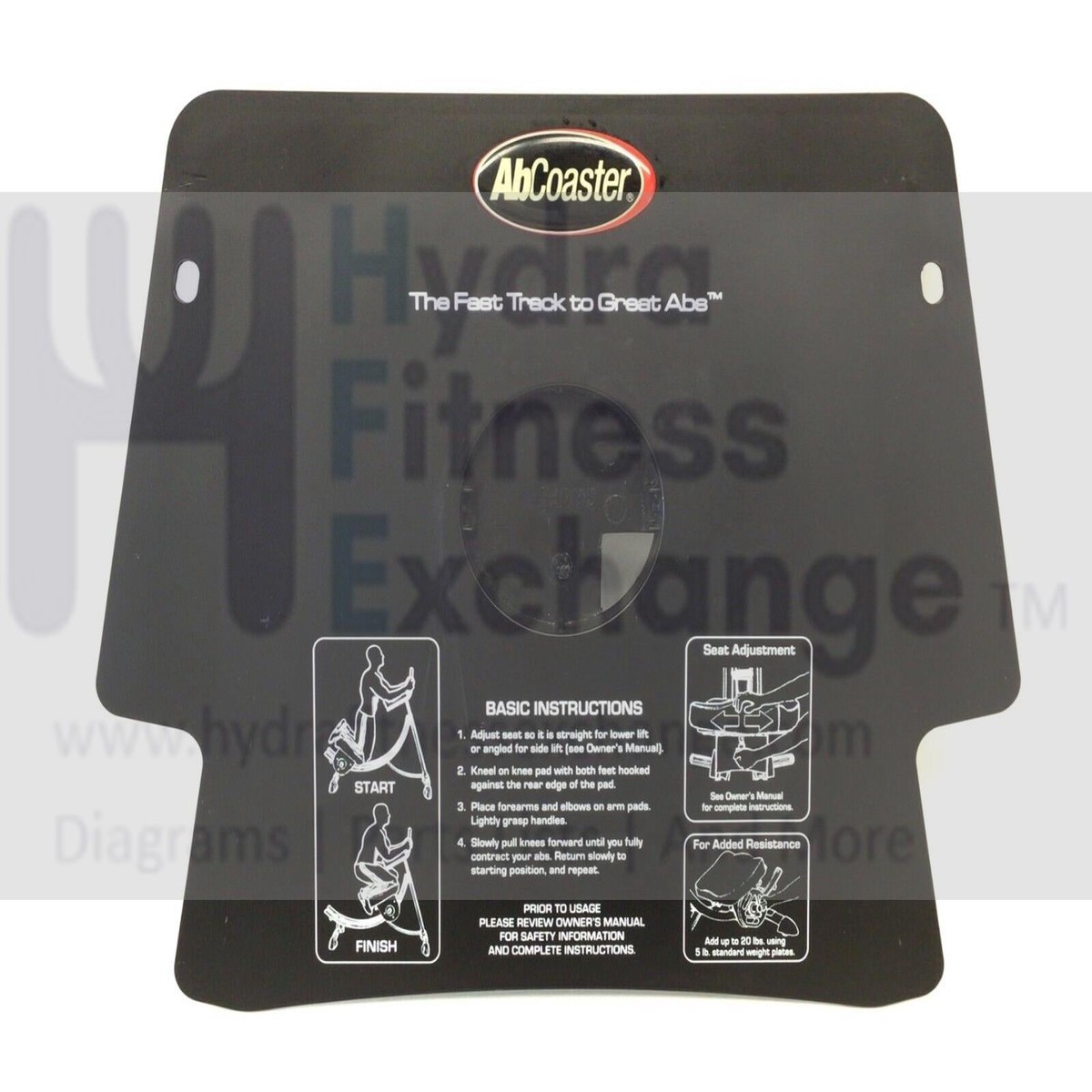 AbCoaster PS500 Miscellaneous Seat Support Frame Placard PS500-SSFA