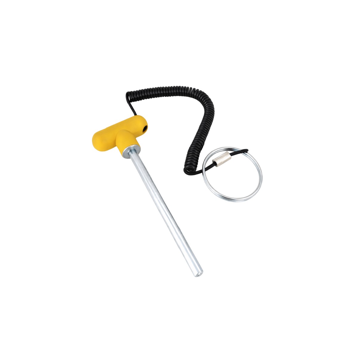 Yellow Magnetic Weight Stack Pin Selector with Coiled Safety Lanyard 5/16" (M8)  4.25" (108mm)