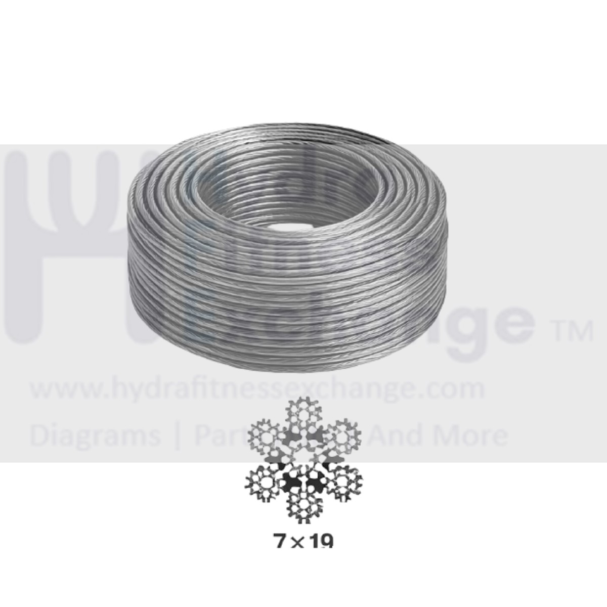 Strength System Black PU Coated 7x19 Strand Home Gym Cable Wire Steel Rope ID3.18 mm * 4.76mm OD Price Is Per Foot - Qty 1 = 1 Foot , Qty 2 = 2 Foot, ETC