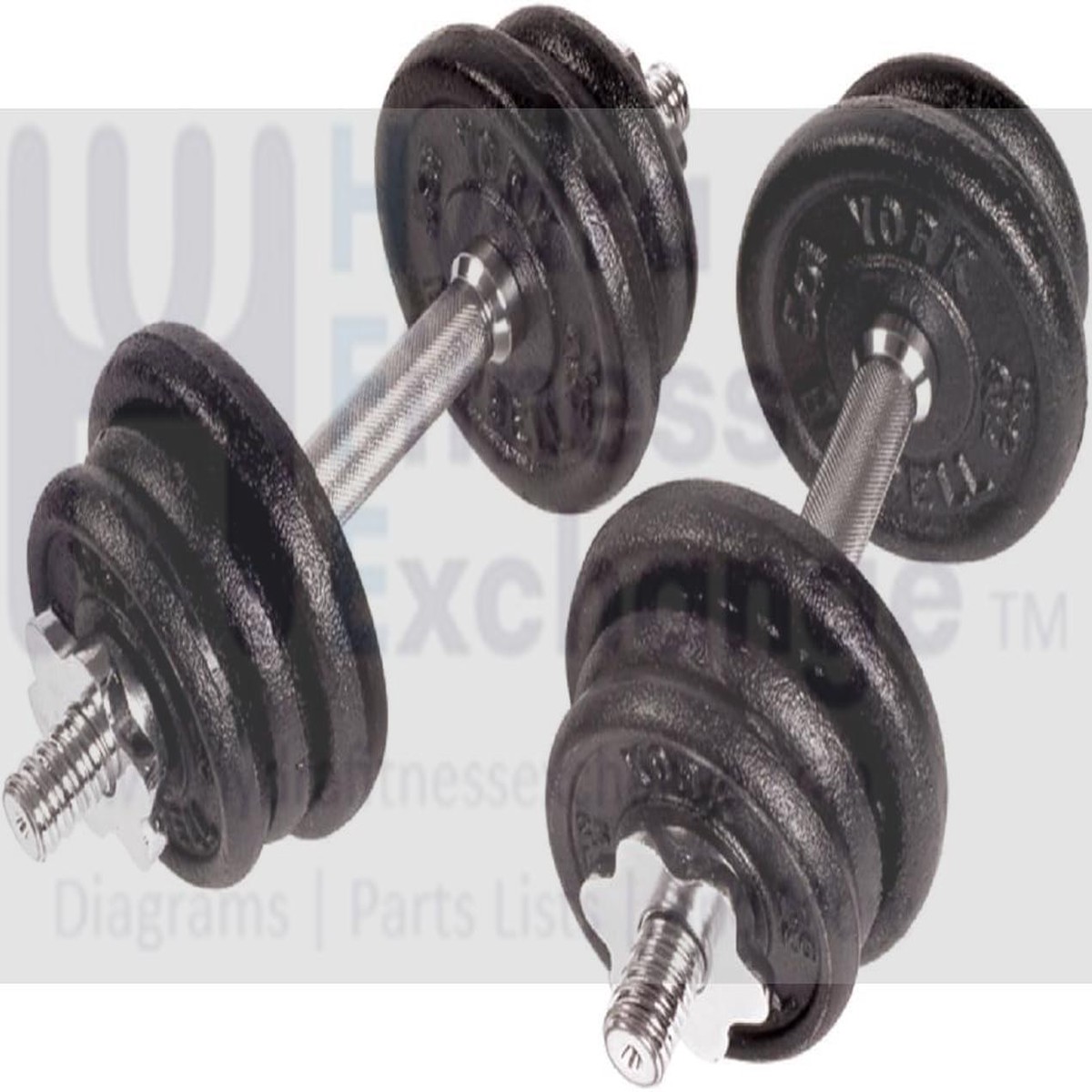 York Barbell Cast Iron Adjustable Spinlock Dumbbell Set  70 Lb. Set