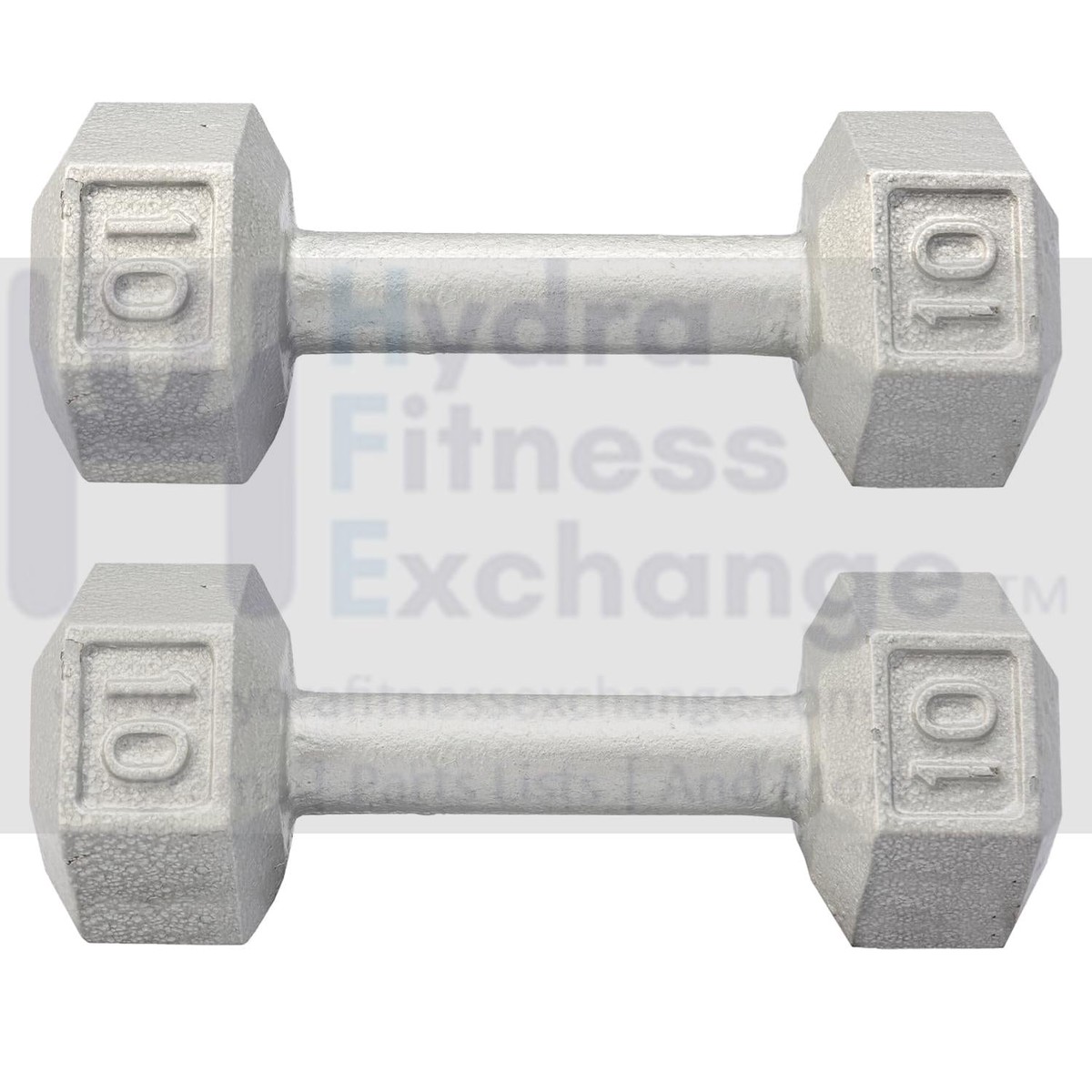 York Barbell Cast Iron Hex Dumbbell - Solid Hexagon Silver - 10lb In A Pair